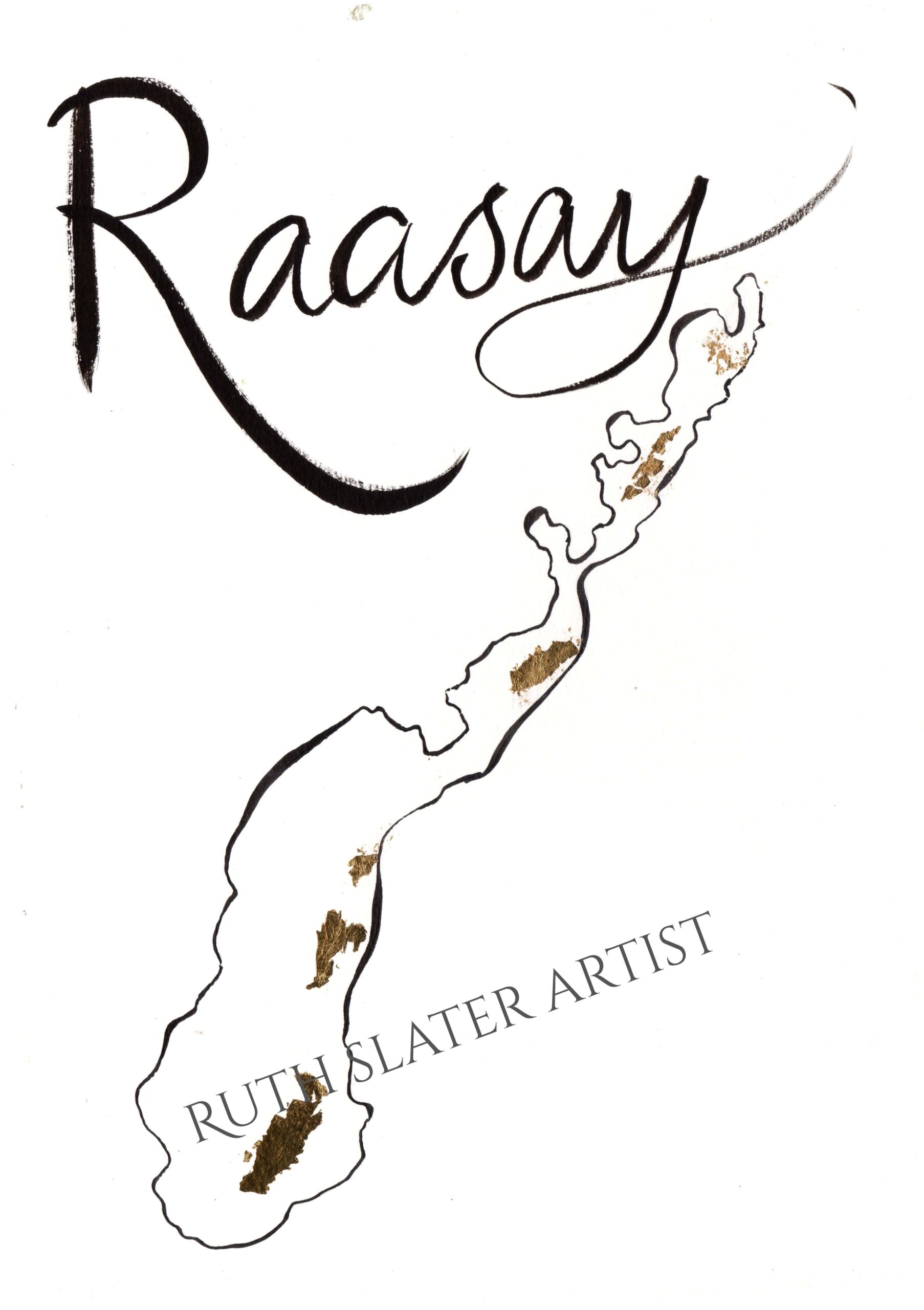Original Map of Raasay with gold leaf